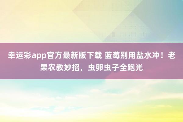 幸运彩app官方最新版下载 蓝莓别用盐水冲！老果农教妙招，虫卵虫子全跑光