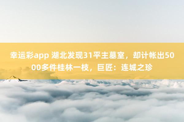 幸运彩app 湖北发现31平主墓室，却计帐出5000多件桂林一枝，巨匠：连城之珍