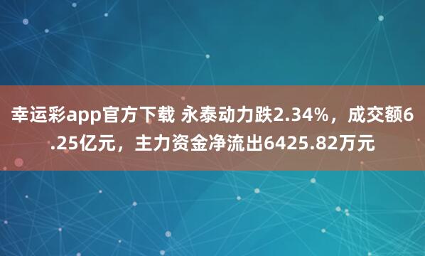 幸运彩app官方下载 永泰动力跌2.34%，成交额6.25亿元，主力资金净流出6425.82万元
