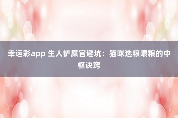幸运彩app 生人铲屎官避坑：猫咪选粮喂粮的中枢诀窍
