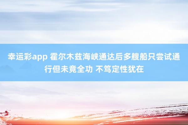 幸运彩app 霍尔木兹海峡通达后多艘船只尝试通行但未竟全功 不笃定性犹在