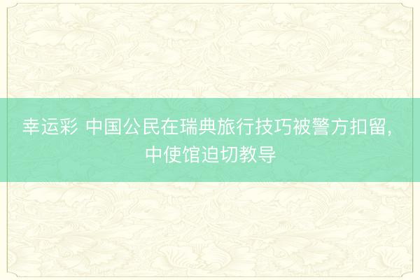 幸运彩 中国公民在瑞典旅行技巧被警方扣留， 中使馆迫切教导